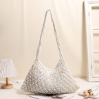 Shoulder Medium Cotton Thread Woven Bag Lazy Wind Hollow Out Cutout