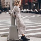 Sequin Cutout Backless Long-Sleeve Bodycon Midi Dress