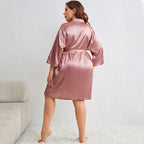 Women's Plus Size Silk Morning Gown Pajama Set