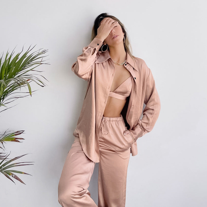 Collared Shirt Pajamas Lingerie
