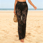 Women Pants Women Clothing Sexy Lace See through Bell Bottom Pants Beach Pants Trousers