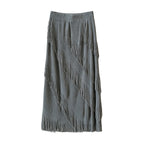 Niche Design Irregular Asym Tassel Edge Skirt for Women