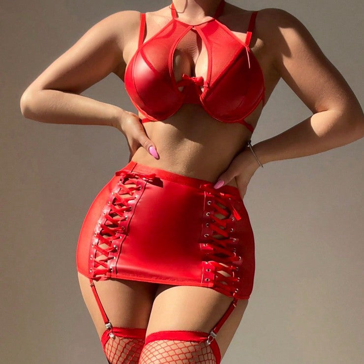 Faux Leather Underwear Lingerie