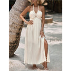 Women's Solid Tie-Back Halter Dress