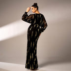 Women's V-Neck Sequin Split Maxi Evening Dress