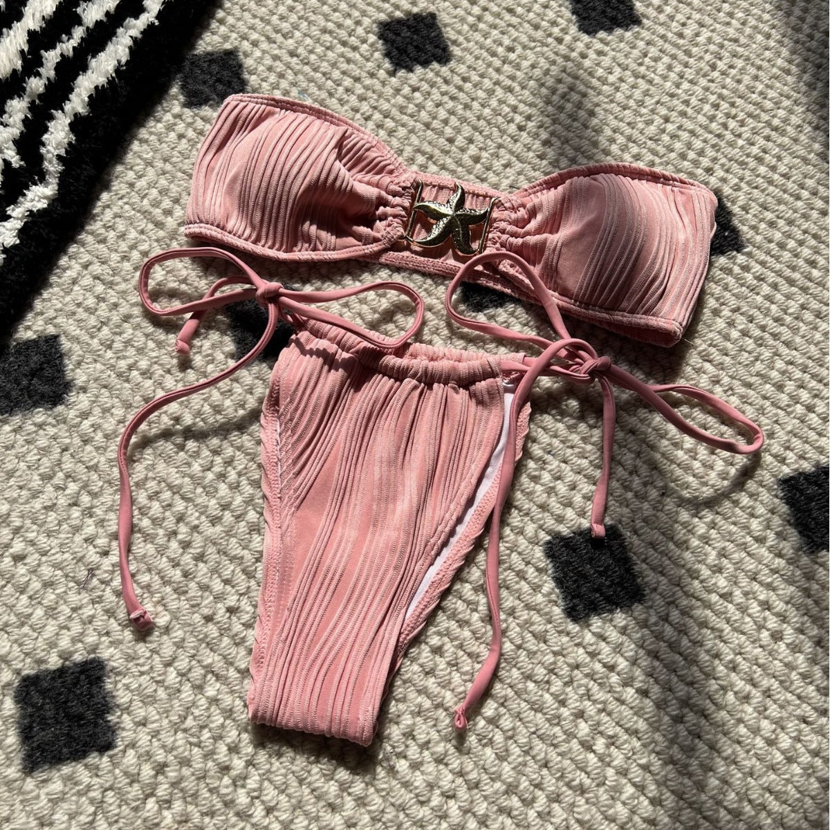 Drawstring Banded One-piece Swimwear