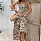 Summer Rhombus Prints Sleeveless Dress