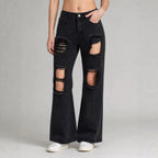 Women's High-Rise Distressed Straight-Leg Jeans