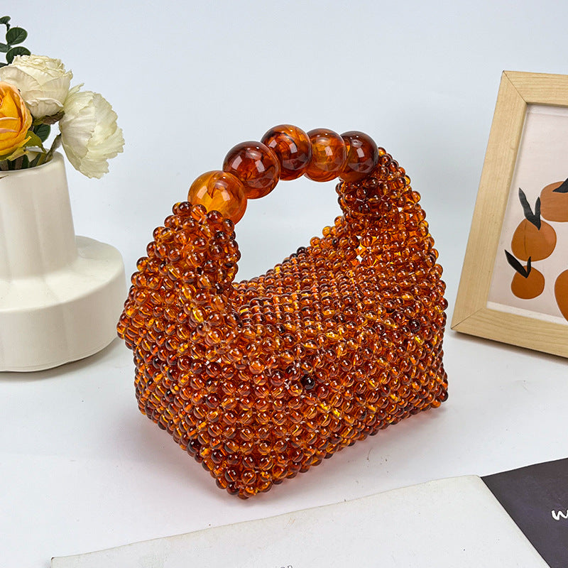 Women's Amber Beaded Dumpling Handbag