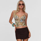 Women's Lace Stitching Deep V-Neck Backless Camisole