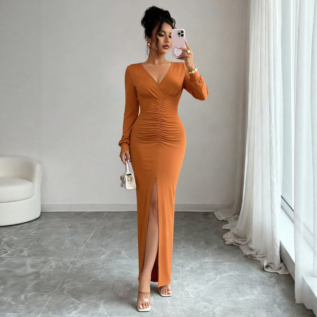 Women's Wrap Long Sleeve Dress