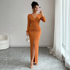 Women's Wrap Long Sleeve Dress