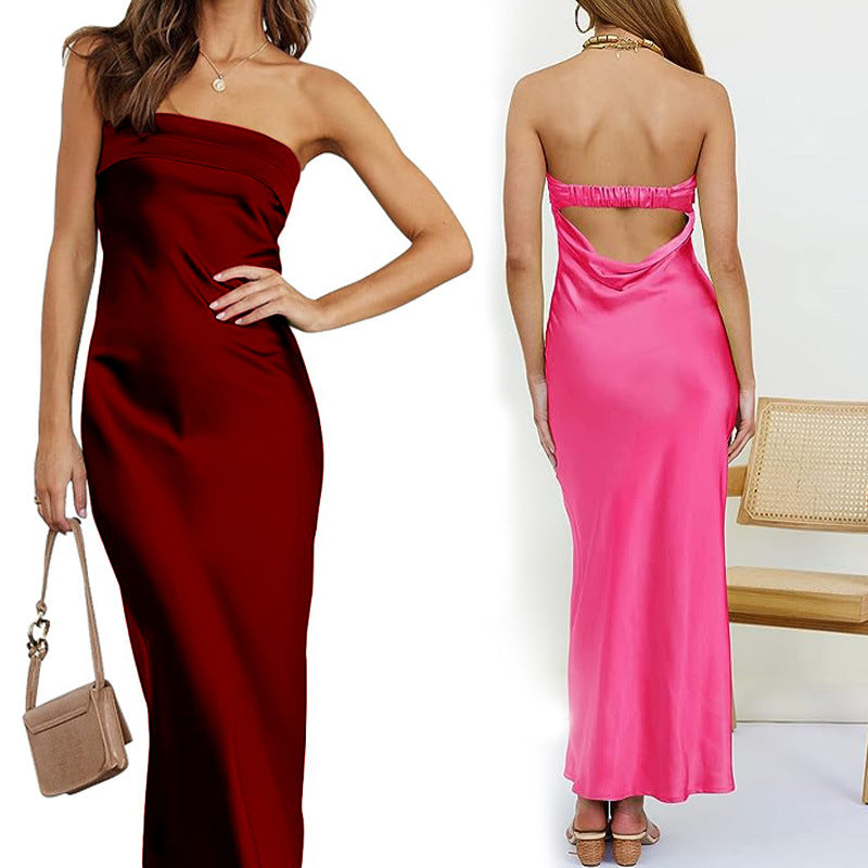 Women's Ladies Dress Sexy Tube Top Dress Sexy Backless Formal Dress Women Clothing