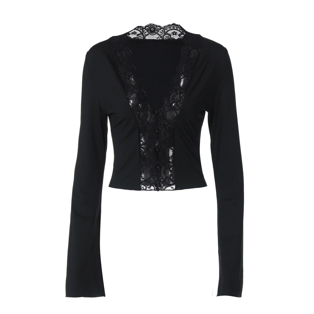 Women's Lace Button Front Cardigan Top