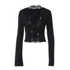 Women's Lace Button Front Cardigan Top