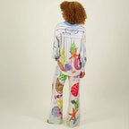 Satin Printed Personalized Graffiti Casual Shirt Trousers Two Piece Suit Amplified craft