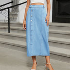 Semi Elastic Denim Cargo Pants Casual Skirt