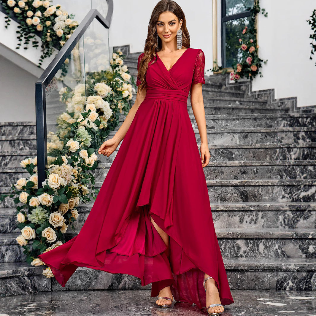 Women's V-Neck Slim-Fit Maxi Cocktail Dress
