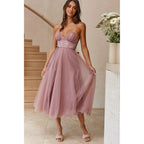Women's Burgundy Mesh Halter Vacation Dress