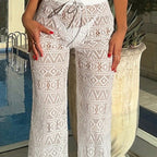 Women Blouse Mesh Plaid Sexy Beach Pants