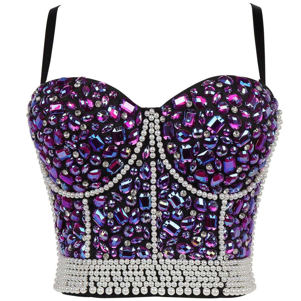 Women's Rhinestone Beaded Corset Top