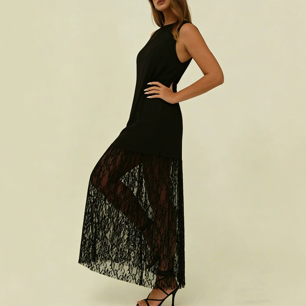 Women's Plus Size Lace-Trim Sleeveless Dress