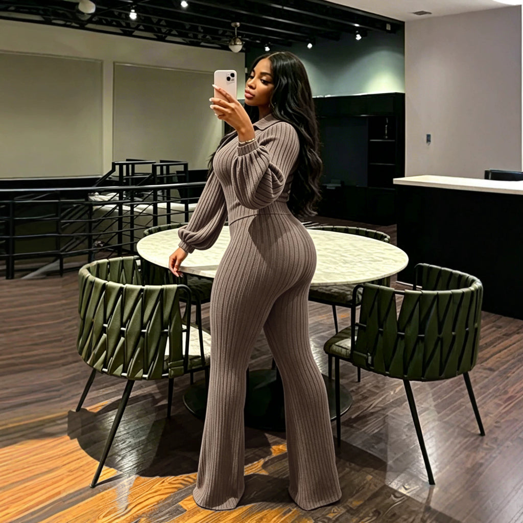 Women's Stretch Collared Two-Piece Set