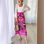Street Tropical Plant Vintage Print Skirt