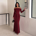 Women's Burgundy Off-Shoulder Ruched Mini Dress