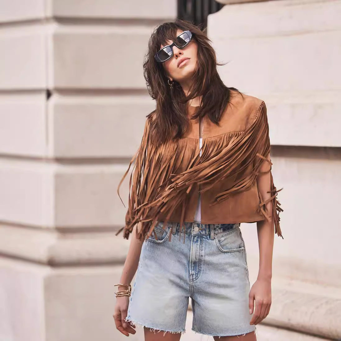 Suede Tassel Short Vest Jacket