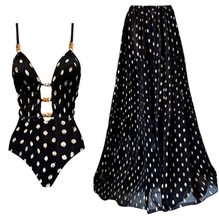 Neck Long One-piece Swimwear