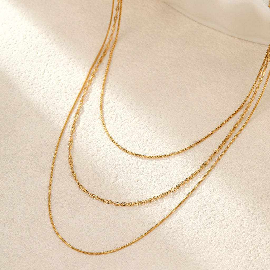 Stainless Steel Three Layer Choker Necklace