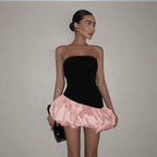 Winter Elegant Sleeveless Tube Top Advanced Suede Stitching Dress