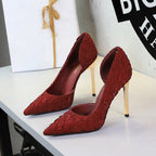 Women's Pleated Satin Pointed-Toe Pumps