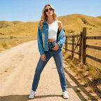 Collared Long Sleeve Metal Breasted Loose Shoulder Version