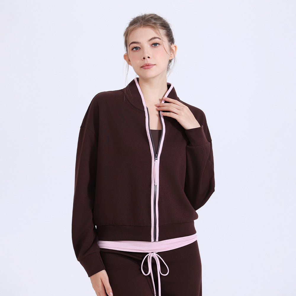 Women's Contrast-Trim Zip-Up Sports Jacket