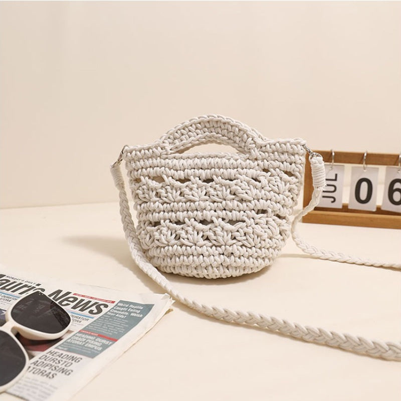 Women's Crochet Straw Crossbody Bag