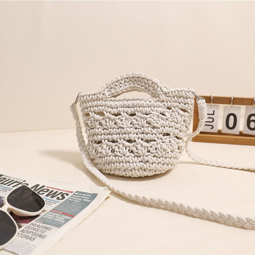 Women's Crochet Straw Crossbody Bag
