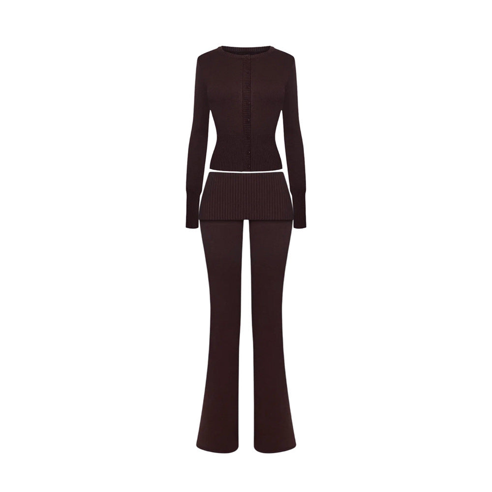 Knit Top & Bootcut Pants Set