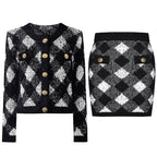 Women's Spring Autumn Woolen Heavy Jacket and Skirt Two-Piece Set