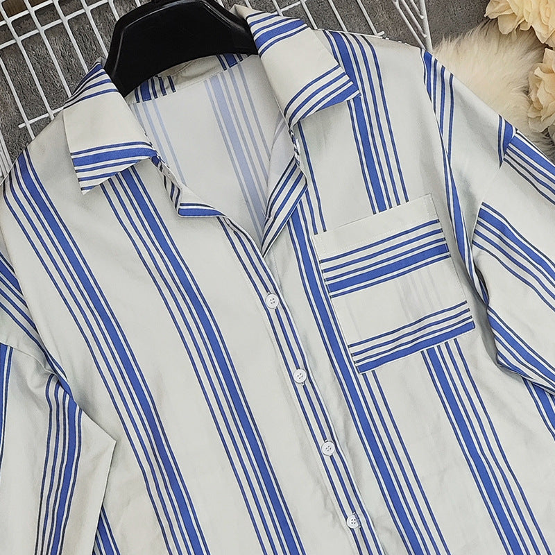 Women's Striped Shirt & Shorts Casual Set