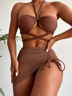Solid Color Bikini Swimwear