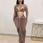 Women's Pleated Sleeveless Top and Skirt Two-Piece Set
