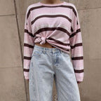 Women's Striped Tie-Detail Long Sleeve Blouse