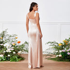 Women's Suspender Tube Top Side High Slit Hip Bag A Line High Waist Ladies Dress