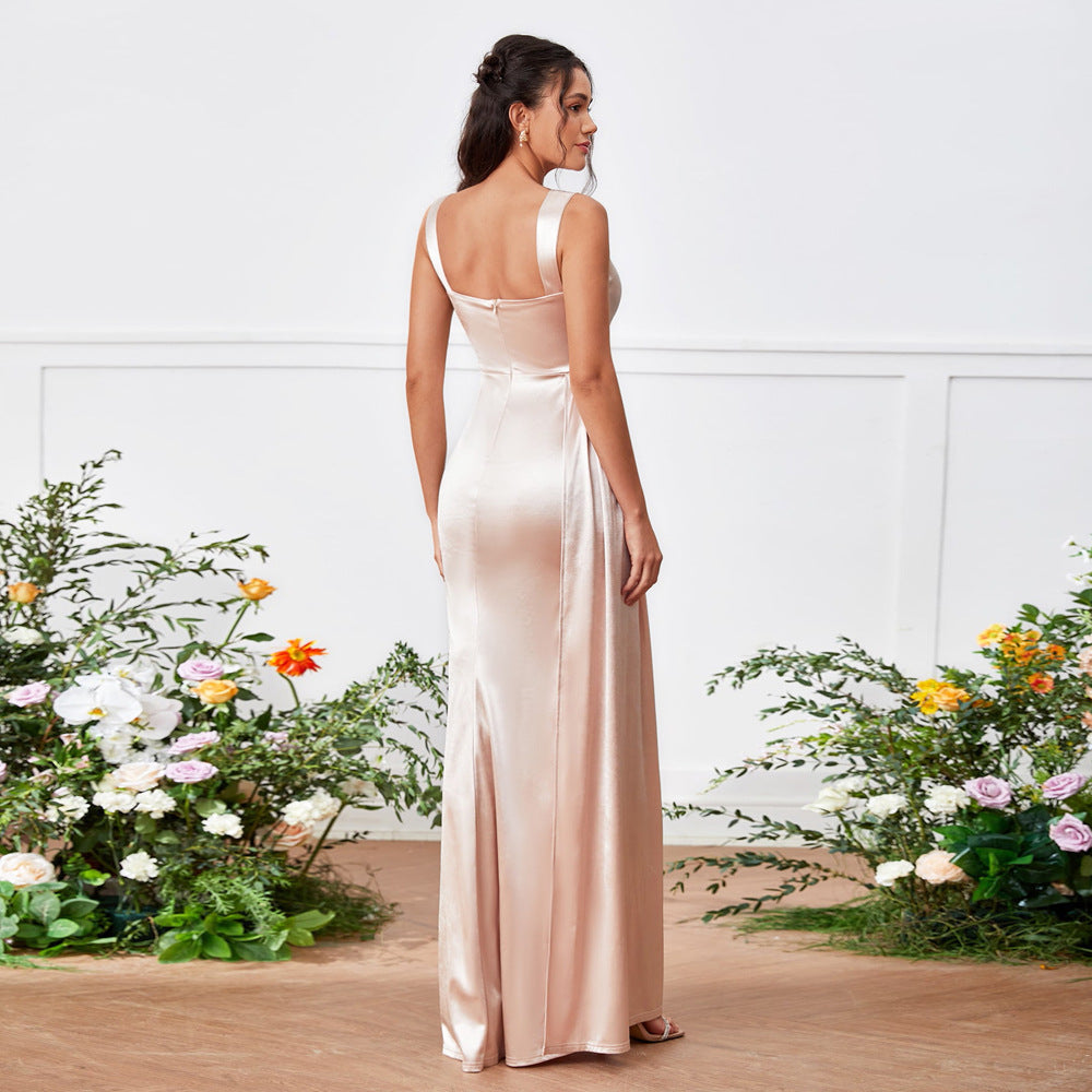 Women's Suspender Tube Top Side High Slit Hip Bag A Line High Waist Ladies Dress