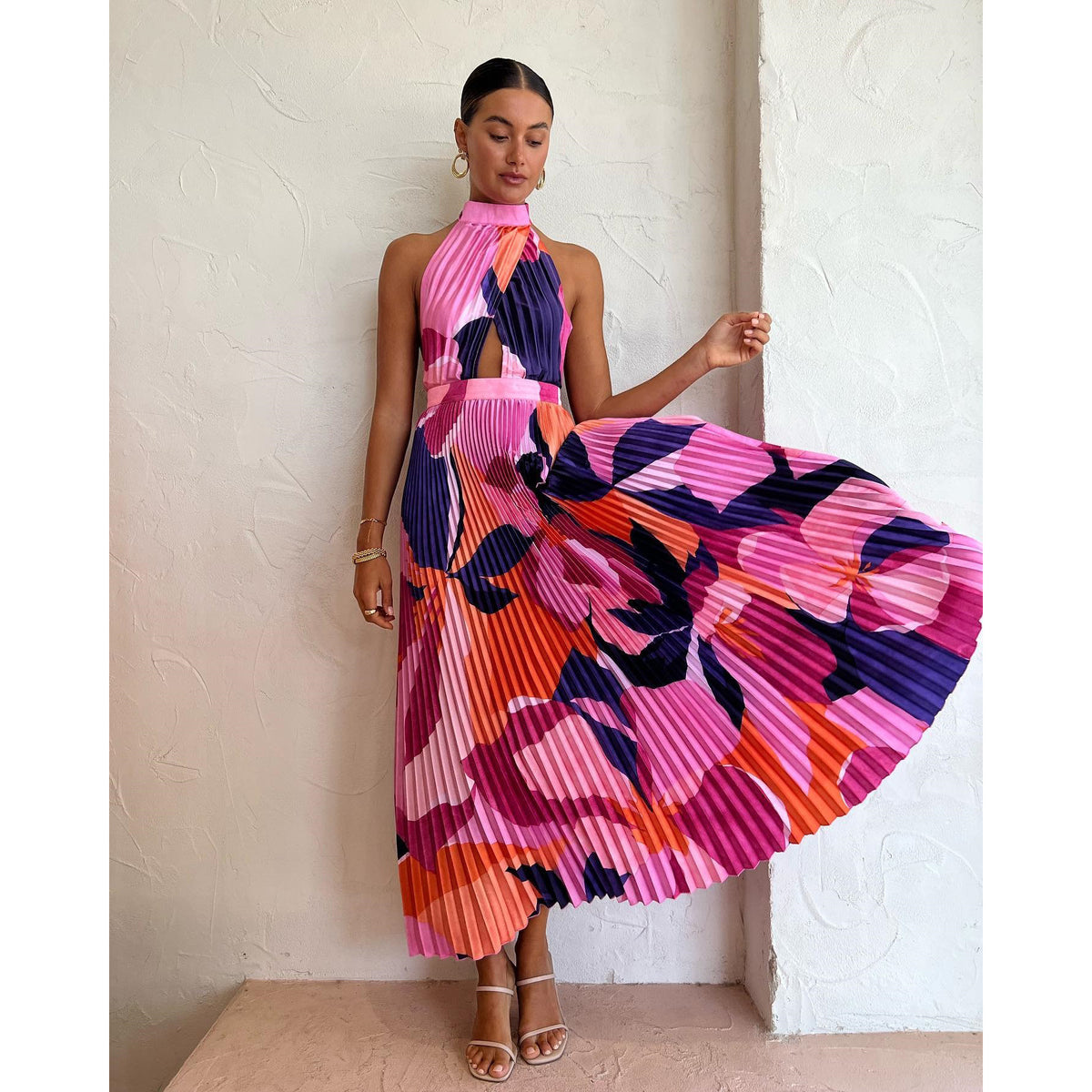 Women's Halter Pleated Dress