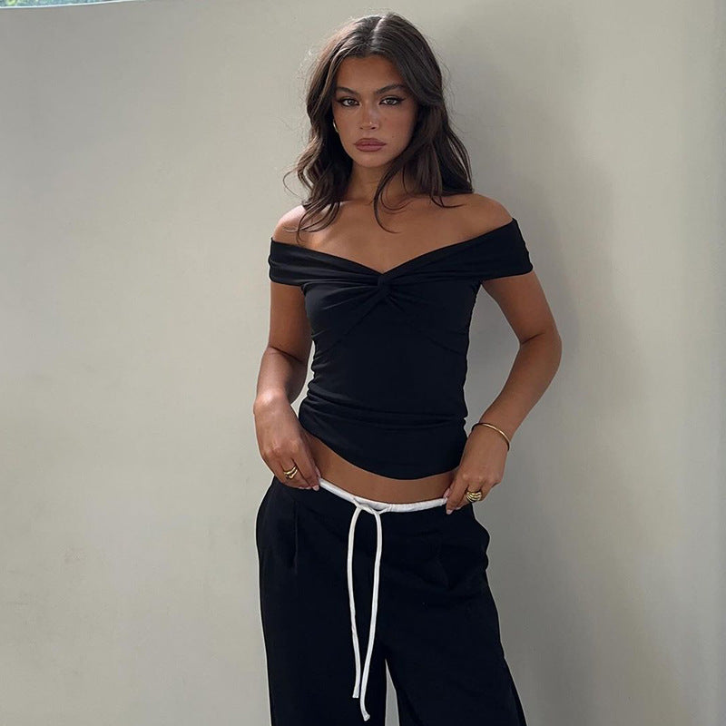 Women's Twisted Off-Shoulder Crop Top