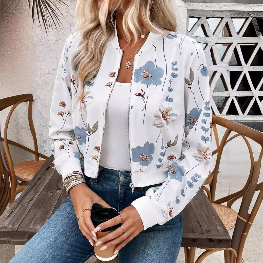 Floral Print Cropped Jacket