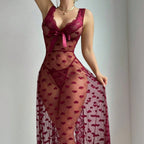 Mesh Dress See through Sexy Suspenders Maxi Dress Sexy Lingerie